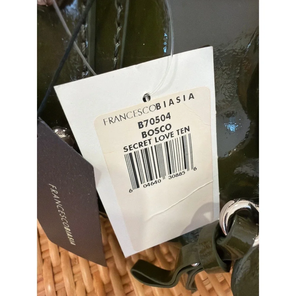 Francesco Biasia Secret Love Ten Satchel Bosco Green Patent Leather Bag B70504